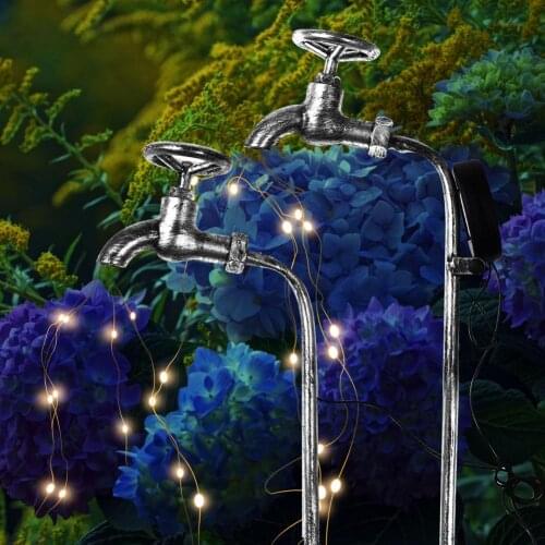 New Solar Garden Light Led Solar Water Faucet Light Metal Garden Stake Light Flowerpot Lamp Garden Lawn Lamp Solar Led Decor