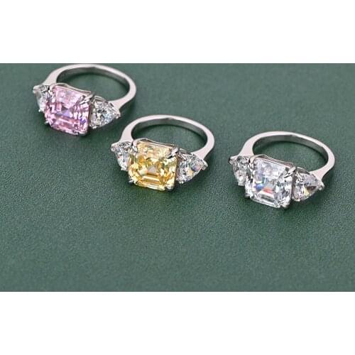 Original Design 3 Stone High Carbon Diamond Party Rings for Women Fine S925 Jewelry 5A Cubic Zirconia Heart Engagement Ring