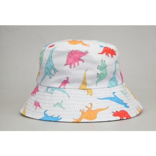 Mashiaoyi Fashion Fishermans Dinosaur Print Hat Sunshade breathable Sunscreen Cap Bucket Cap Outdoor Sports Casual Cap