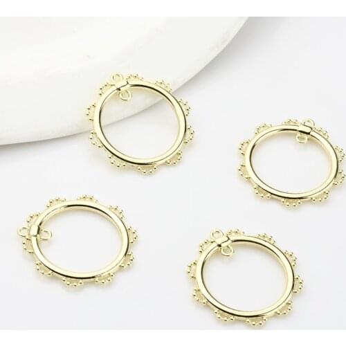 Golden Zinc Alloy Round Lace Frame Flowers Charms Pendant 6pcs/lot For DIY Fashion Earrings Jewelry Making Accessories