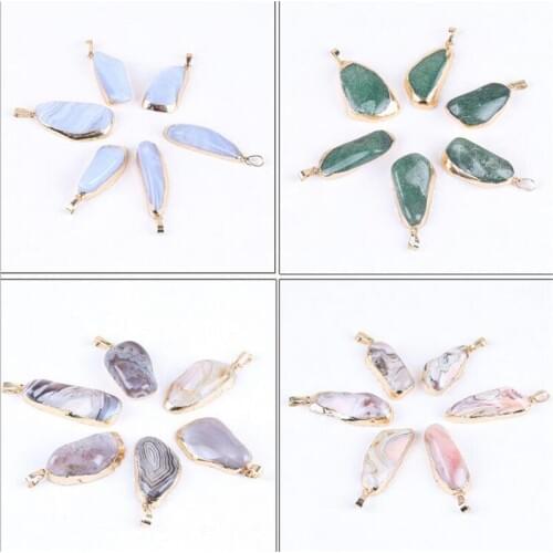 Natural Stone Agates Pendant Charms Pendants for Jewelry Making DIY Necklace