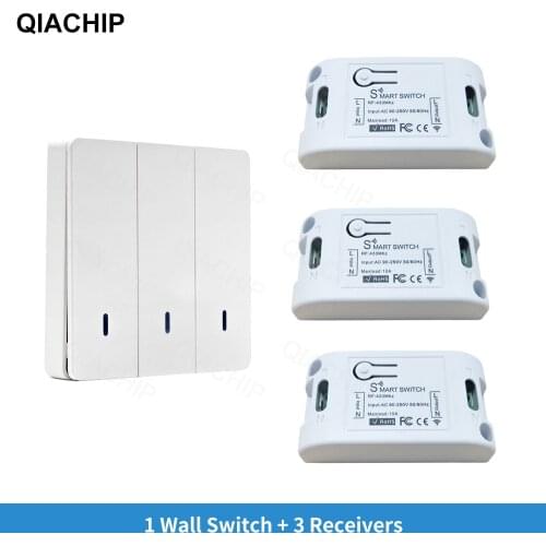 QIACHIP 433Mhz 1CH Wireless RF Remote Control Switch AC 110V 220V Lamp Light LED Wireless Switches Room Home Wall Panel Switch
