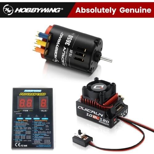 QuicRun 3650 Sensored Brushless Motor + 10BL120 120A Sensored Brushless ESC + LED Program Box General Combo for RC 1/10 Car