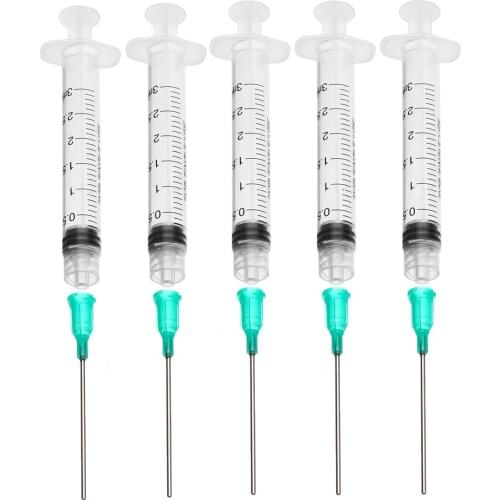 5pcs/set 3ml Dispensing Syringe with 18 ga 1.5" Blunt Tip Needle Glue Gel Syringes For Mixing Liquid Industrial DIY Supplies