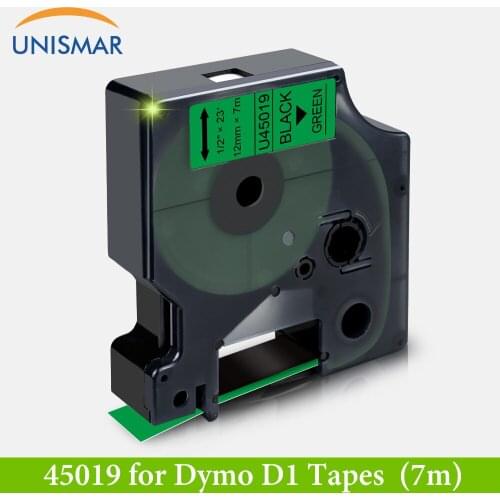 Unismar 1/2" 12mm Compatible DYMO Label Tape 45019 45013 Black on White Green Label Printer for DYMO 160 280 420P PnP Typewriter