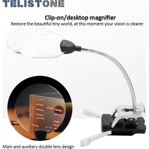 Clip On Desktop Illuminated Magnifier Magnifying Glass Reading Loupe Metal Hose LED Lighted Lamp Top Desk Magnifier With Clamp