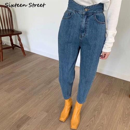 Korean Style New Womens High Waist Jean Slim Femme Loose Carrot Denim Vintage Clothes Cargo Pants Women Y2k Aesthetic 2020