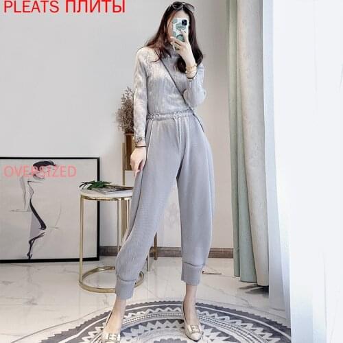 Miyake Pleated Pants Womens 2021 Spring and Summer New Large Size Temperament Show Thin Fashionable Loose Straight Casual Pants