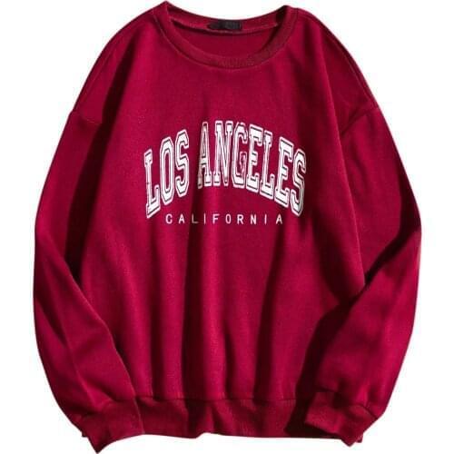 90s Fashion Letter Print Sweatshirt Woman LOS ANGELES Printed O Neck Long-Sleeve Spring Autumn Pullover Tops Woman Streetwear