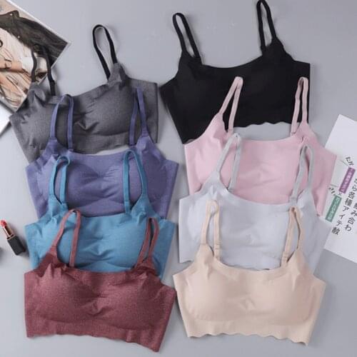 Underwear Ladies Wire Free Fittness Seamless Gathered Shock-proof Bra Push Up Bras for Women Lingerie Bralette Lady Cotton