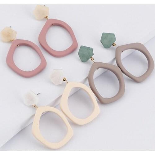 1Pair Light Color Statement Earrings Big Geometric Pendant Earrings For Women Hanging Dangle Earrings Drop Earring Bohemian