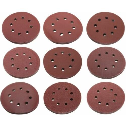 10pcs 125mm Round Flocking Sandpaper Red Color 8 Hole 60-1000 Grit Abrasive Disc Brushed Sheet For Polishing Wall Poli