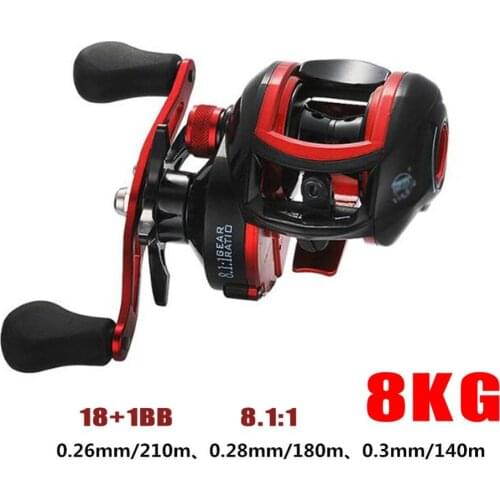 18*1BB Metal Baitcasting Fishing Reel 8.1:1 Long Shot Left / Right Hand Fishing Wheel Bait Casting Fishing Reel