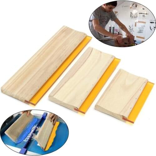 3pcs/lot Wearproof Silk Screen Printing Squeegees Blade Wooden Handle Ink Scraper Scratch Board Tools 16cm 24cm 33cm