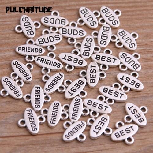 30pcs 12*10mm BEST DUDS FRIENDS Letter Charms Connector Jewelry Making DIY Handmade Craft DIY 4B