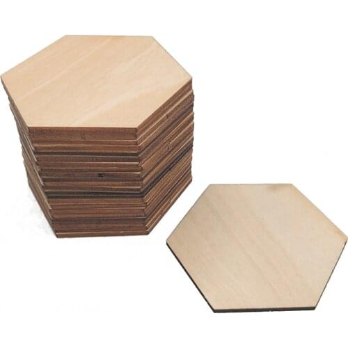 5pcs 80mm 90mm Hexagon Pattern Natural Wooden Scrapbooking Carft for Home Decoration Diy Handmade Handcraft