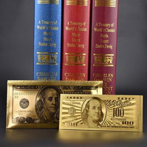 7 PCS/Set Banknote Gold Foil Envolope Packaging USD Dollars Collection Banknotes