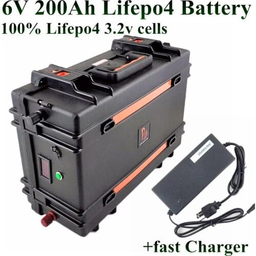 Suitcase 100% Lifepo4 2S 6v 200Ah battery pack 6.4v Not lead acid battery For car solar UPS boat + 10A charger