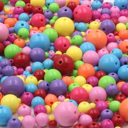 Round Beads 6-20mm Acrylic Plastic beads DIY Handmade Fashion Jewelry Accessories Children Pet Clothing Decoration Loose Beads
