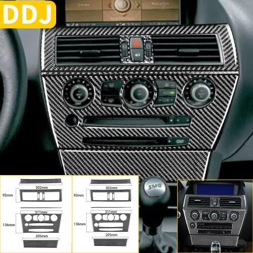 Car Center Console AC CD Radio Panel Carbon Fiber Cover Stickers For BMW 6 Series E63 E64 2004- 2010 Central Air Vent Trim Decal