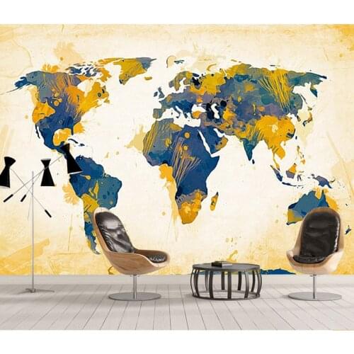 Bacal Large World Map 3d Wallpaper Mural for Living Room 3D Wall Murals Wall paper Sticker Wall Art Decor