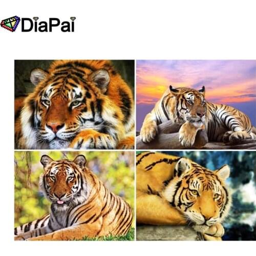 DIAPAI 5D DIY Diamond Painting 100% Full Square/Round Drill "Animal tiger sunset" 3D Embroidery Cross Stitch Home Decor