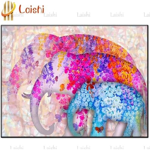 Diy full square round drill Abstract flower elephant diamond painting 5d diamond mazayka embroidery crystal icons wall decor