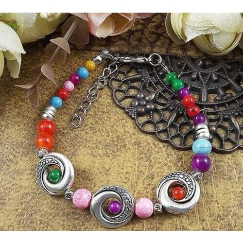 Tibetan Silver color alloy Enchase Three Round Beads Amulet Bracelet S7009