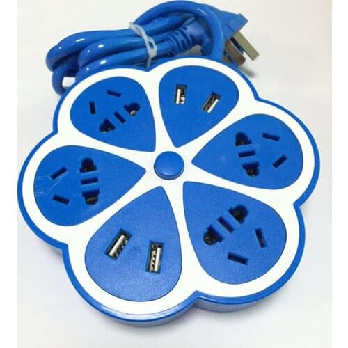 Intelligent Petal-Shaped Socket USB Power Board Socket Plug 4 USB Port Charger 1.8M Extension Cable Multi-Function Switch Socket