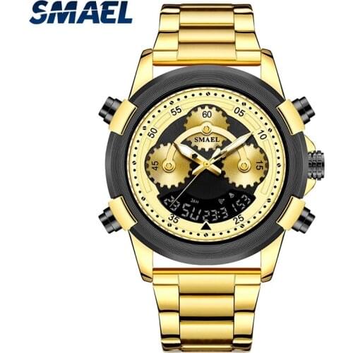 Quartz Mens Casual Fashion Watch, Luminous Hands, Digital Dual Display, Three-Gear Dial Design, Waterproof Update Date