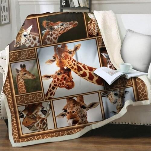 BeddingOutlet giraffe Sherpa Throw Blanket cartoon animal Printed soft flannel Bedspread easy wash Plush thicken Blanket on Sofa