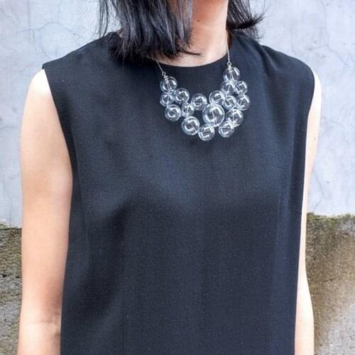 Original Handmade Blown Clear Glass Ball Necklace For Women 2020 Unique Soap Bubbles Short Choker Necklace Femme Bjioux