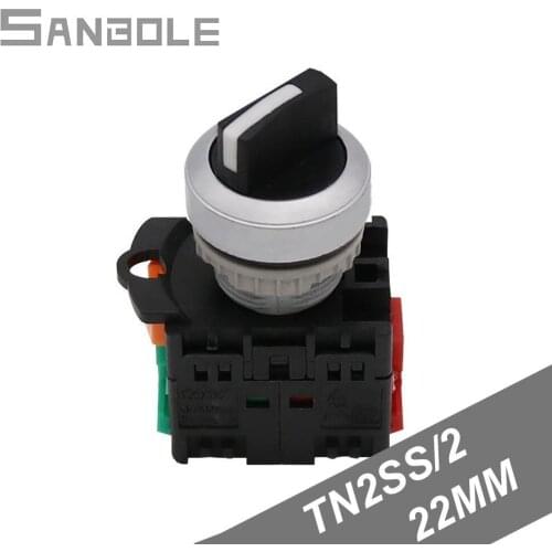 Plastic knob handle Rotary switch TN2SS/2 1Open1Close Two Archives Open Hole 22mm 2 Position Black 1NO1NC Latching