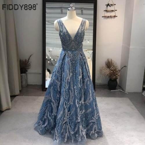 Sexy Beaded Illusion Tulle Evening Dresses V-Neck A-Line Long Formal Dress Women Pearl Pink Party Gowns 2021 ASA-0185