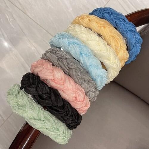 Retro Mesh Twist Braided Hair with Banded Side Hairband Fashionable Simple Sweet Face Wash Hair Lead Wearing Headband