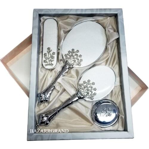 AWESOME GIFT IN GREAT COLOR Set of your comb Mirror Comb Set Mirror Comb Set White Mini Floral Dowry Set mirroredsetibe SHIPPING