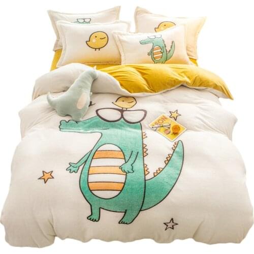 Lovely Winter Plush Bedding Set Keep Warm Bed Linen Duvet Cover Family King Queen Size Bedding Sets Luxury 4pcs Bed Cover Set