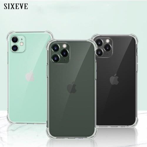 Shockproof Phone Case For iPhone 11 Pro 12 Mini X Xr Xs Max Clear Silicone Coque for iPhone 6 S 6s 7 8 Plus 5 5S SE 2020 Cover