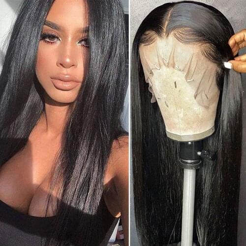 Transparent Lace Front Wigs Straight Lace Front Human Hair Wig Peruvian T part Lace Wig 13x1 6x1 Wig Remy 4x4 Lace Closure Wigs
