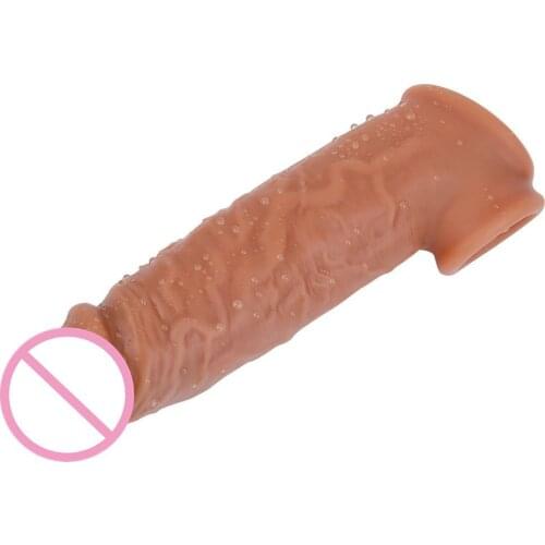 Realistic Dildo Penis Sleeve Comdom Penis Extender Sleeve Reusable Condoms Rubber Dick Male Cock Extender Dildo Enhancer for Men