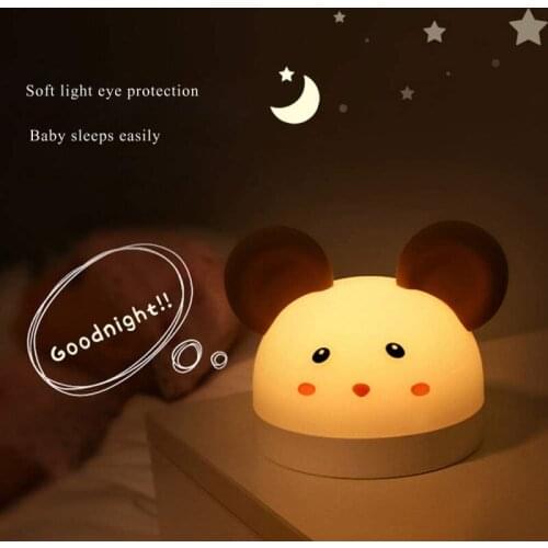 Silicone Mouse Night Light Alarm Clock Cute with Sleeping Night Light Bedside Learning Electronic Digital Clock