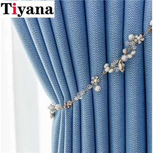 Blue Solid Blackout Curtains for Living Room Orange Curtains for Bedroom Curtains for Window Treatment Finished Blinds JK241Z
