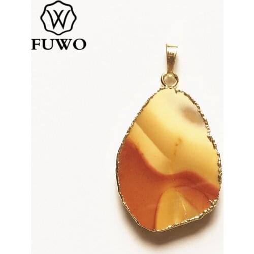 Trendy Women Free Shape Bloodstone Pendants With Gold Cladding Yellow Gems Stone Charm Jewelry Making Wholesale PD280