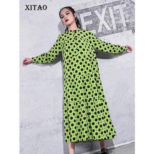 XITAO Dot Dress Fashion New Women Pleated Goddess Fan Casual Style 2021 Spring Autumn Full Sleeve Minority Loose Dress ZY4281