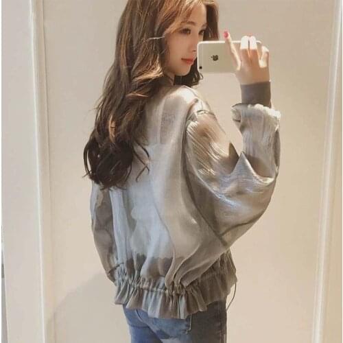 Women 2021 Summer Beach UV Jacket Female Long Sleeve Sun Protection Clothing Ladies Perspective Loose Sunscreen Casual Top X246