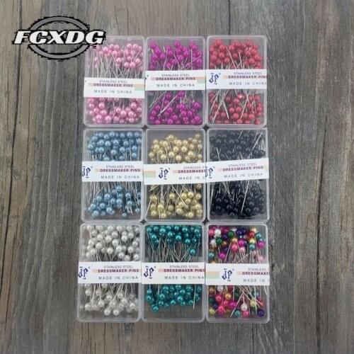 100PCS DIY Sewing Accessories Colorful Round Pearl Head Pin High Quality Stainless Steel Pearl Needle Handwork Wedding Corsage