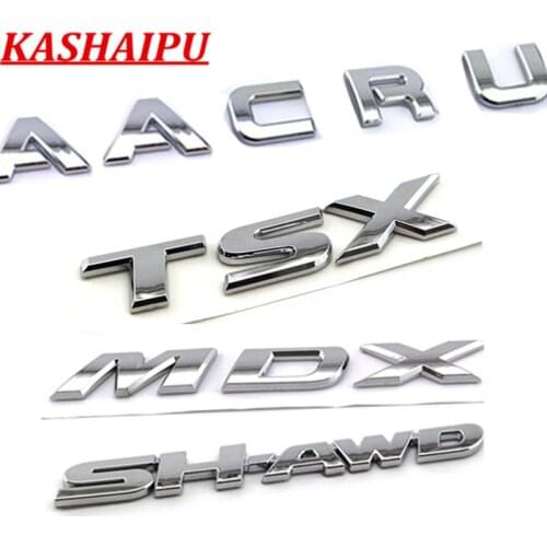 1x Chrome Car 3D Letters Shawd Sh-awd Mdx Tsx Rdx Turbo Emblem Logo Badge Decal For Acura Trunk Rear Tail
