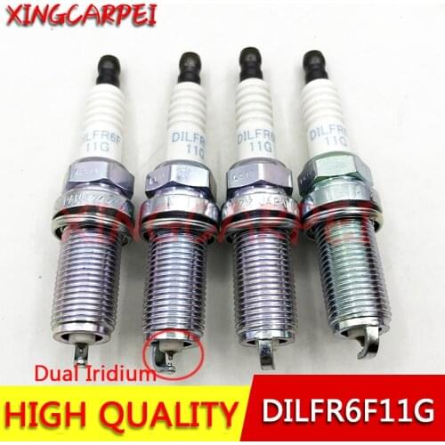 4pcs DILFR6F11G 12290-RBJ-003 Dual Iridium Spark Plug For Honda Insight Jazz Fit 1.3 2010 2011 Hybrid Civic IX 1.5 DILFR6F-11G