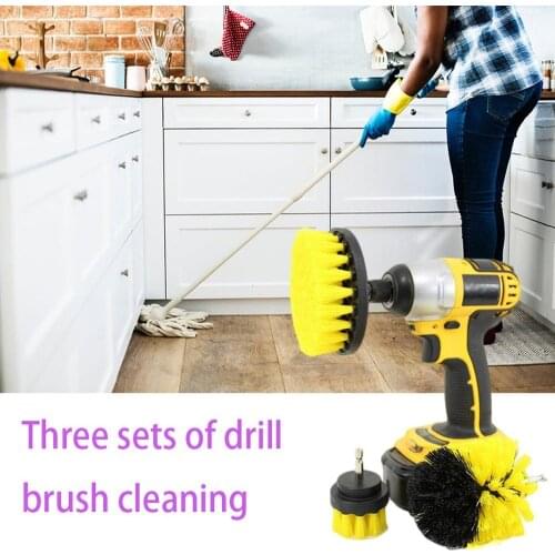 3Pcs Electric Scrubber Brush Drill Brush Kit Plastic Round Cleaning Brush For Tile Carpet Glass Car Tires Nylon Brushes Tools