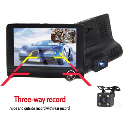 4'' Car DVR FHD Three Way Video Recorder Camera 170 Wide Angle Dash Cam G-Sensor And Night vision Camcorder